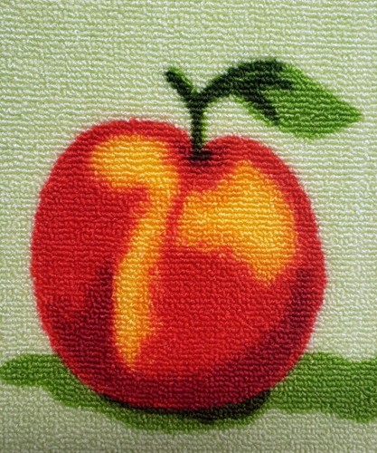 PRINTED NYLON KITCHEN RUG (18"x 30") 2 APPLES & PEAR ON GREEN, rectangle, ST - Picture 5 of 12