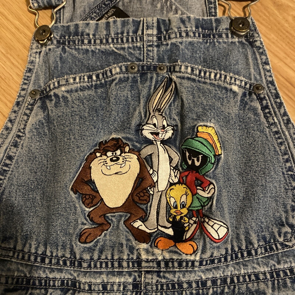 【2着・90s】Vintageスーツ super100 Vtg 90s Y2K Looney Tunes Distressed Denim Overalls Warner