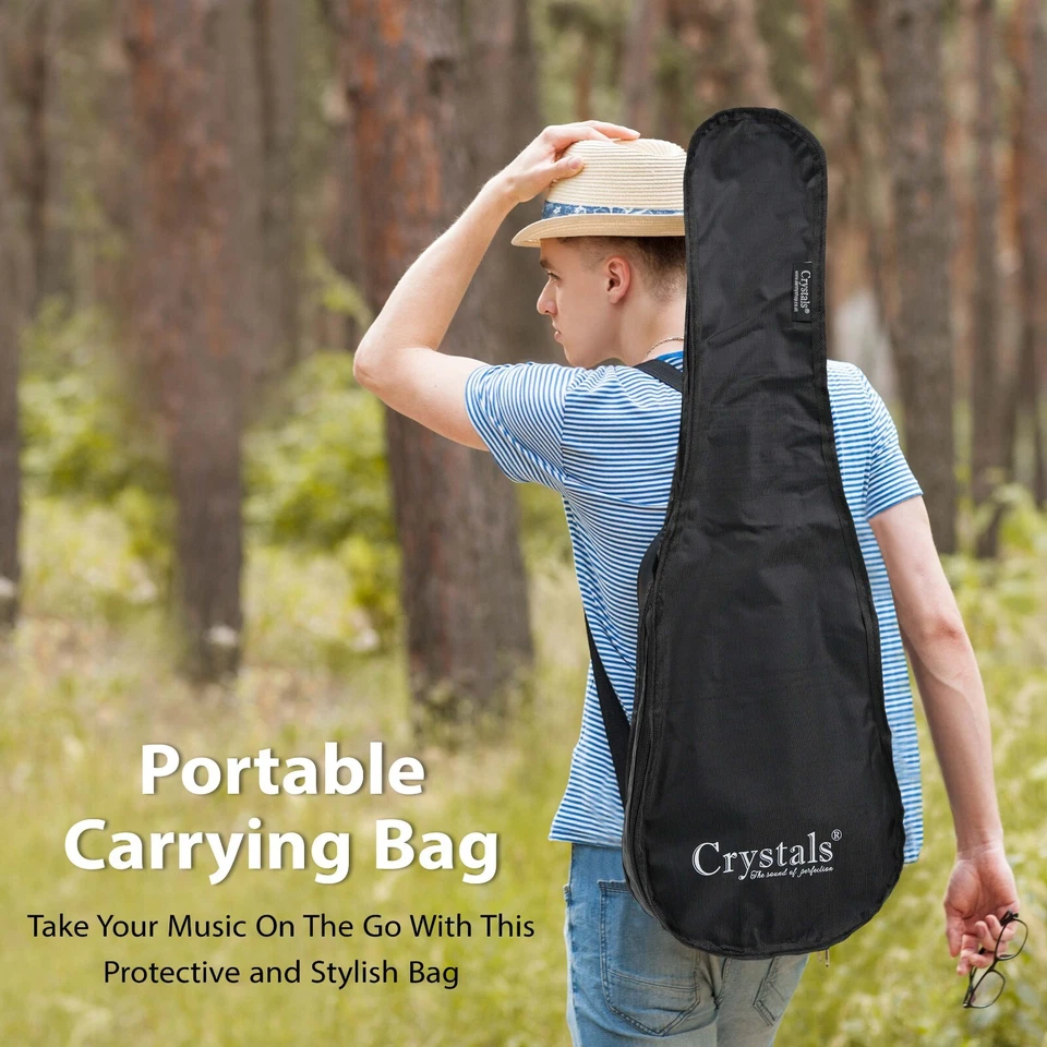 21" Soprano Beginners Ukulele with Gig Bag, Felt Pick & Spare Strings – Black - Image 4 of 4