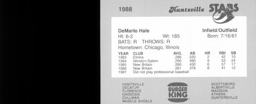 1988 Burger King Huntsville Stars - You Pick 1 - AA Oakland A's Minor League - Picture 11 of 49