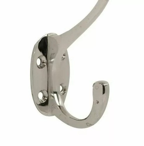 Large Chrome Hat & Coat Double Hook Victorian Style Fancy Hat and Coat Hook Big - Picture 3 of 3