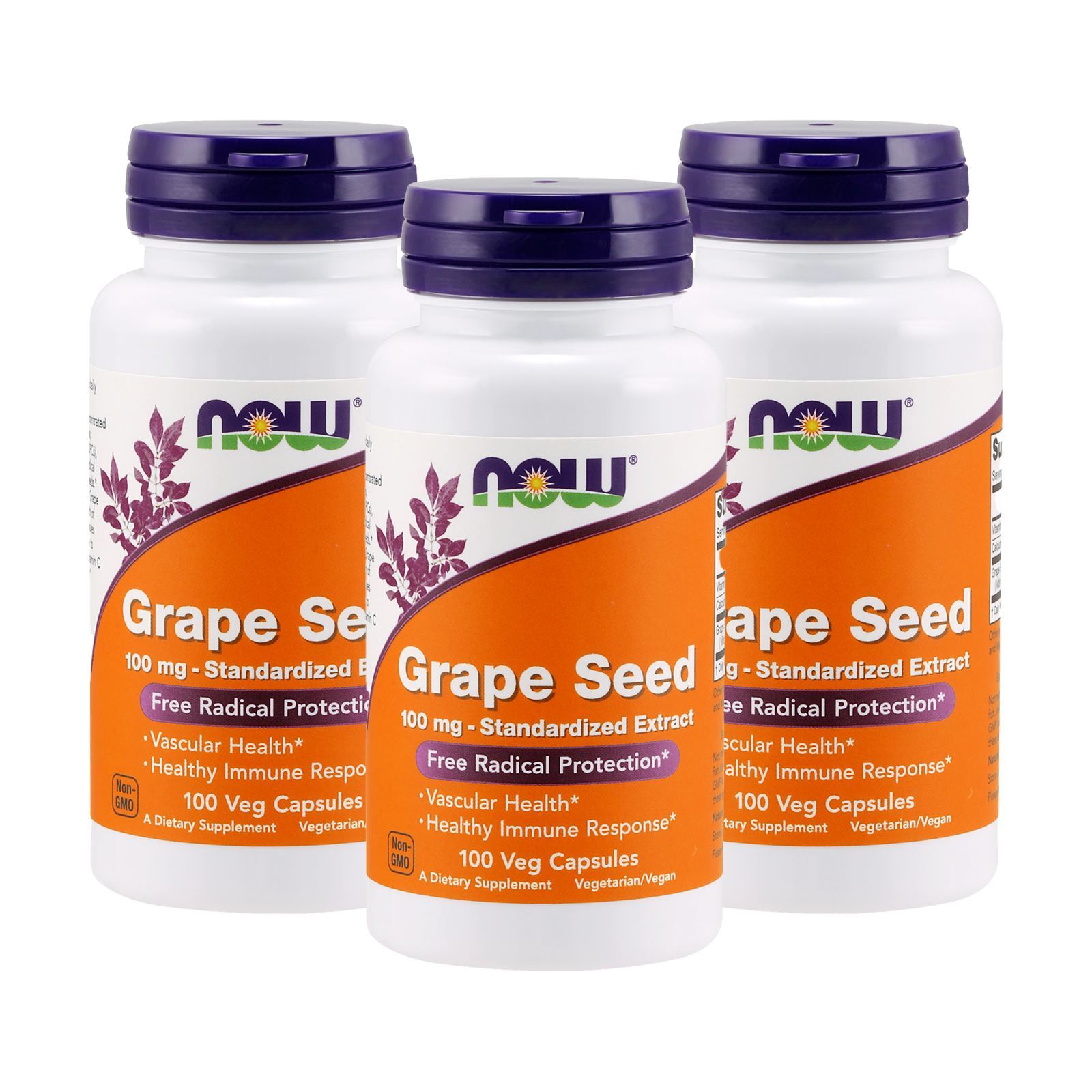 3 x NOW Экстракт виноградных косточек OPC Антиоксидант 100 мг 100 капсул