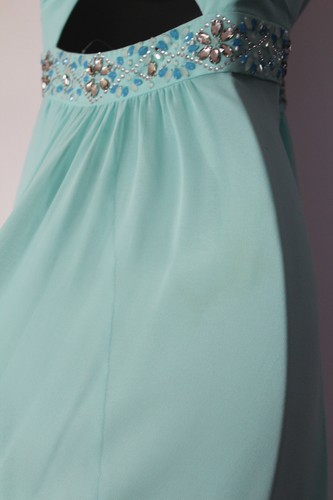 MONZÓN Luz Turquesa Embellecido Sin tirantes Elegante Fiesta Maxi Vestido Reino Unido 12 40 - Imagen 8 de 10