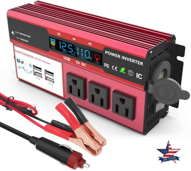 1000W 500W Car Power Inverter DC 12V To AC 110V 3 AC Outlets RV Solar Converter 1000W 500W Car Power Inverter DC 12V To AC 110V 3 AC Outlets RV Solar Converter