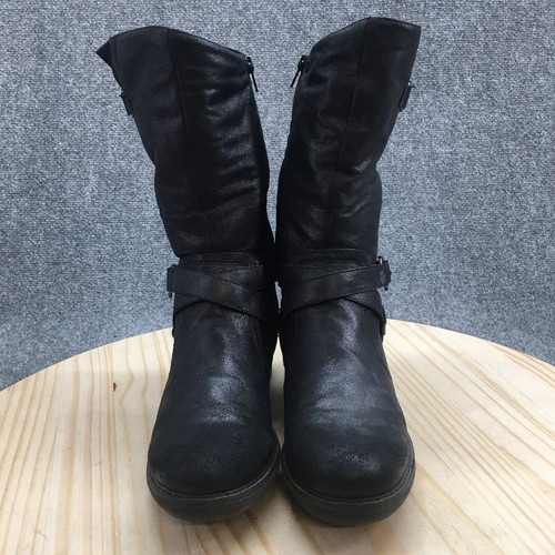 Baretraps Boots Womens 9.5M Harley Tall Mid Calf Black Buckle Side Zip Heels - Picture 4 of 15