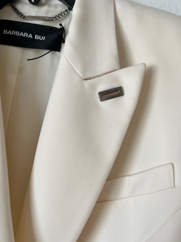 New Wool Barbara Bui Tailored Crepe Hidden Button Lined Cream Blazer Sz38 $1.100 - Picture 7 of 9
