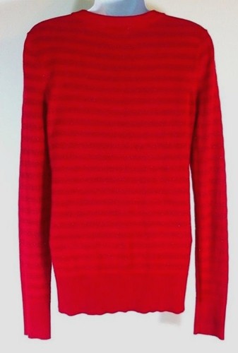 Womens XS Festive Holiday Red V Neck Sweater Metallic Thread Charter Club - Bild 3 von 5