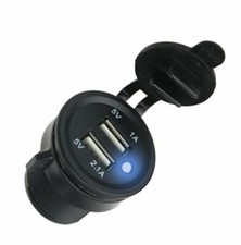 Marine 12V Motorcycle-Car Dual USB Port Power Adapter With Weather Cap