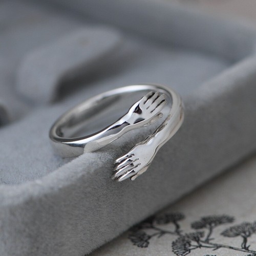 Gift for mom, mother sterling silver hug ring with personalized message card. - Picture 2 of 5
