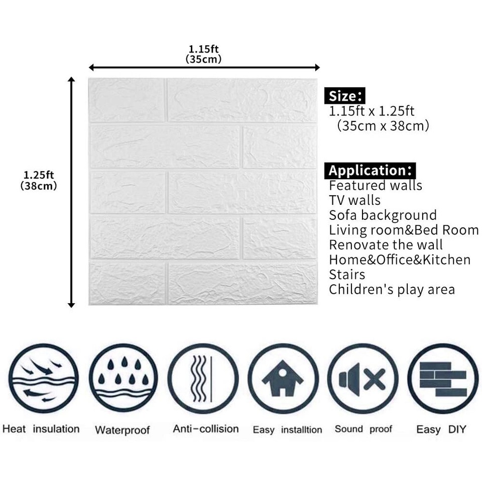 Cheap 3D Simulation Tile Wall Sticker Self Adhesive Waterproof Foam
