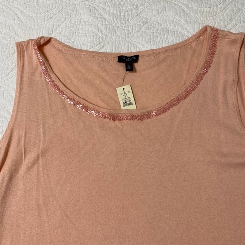 Talbots Womens Tunic Pink Sleeveless Top Sz 2X Sequins NWT #1350 - Picture 2 of 8