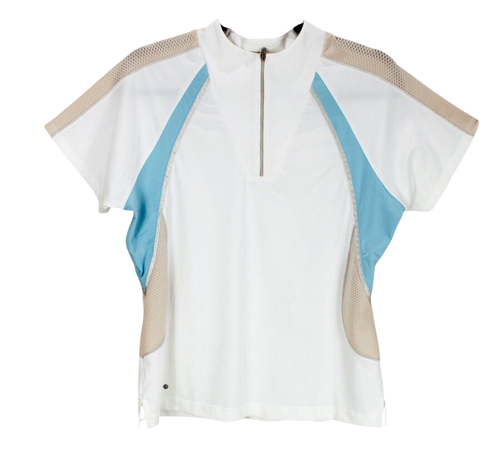 Tail Tech Women’s Polo Shirt size M 1/4 Mock Neck Zip Golf Tennis Short Sleeve