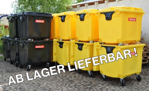 Original SULO Müllcontainer 1100 Liter Mülltonne Flachdeckel gelb - Bild 2 von 3