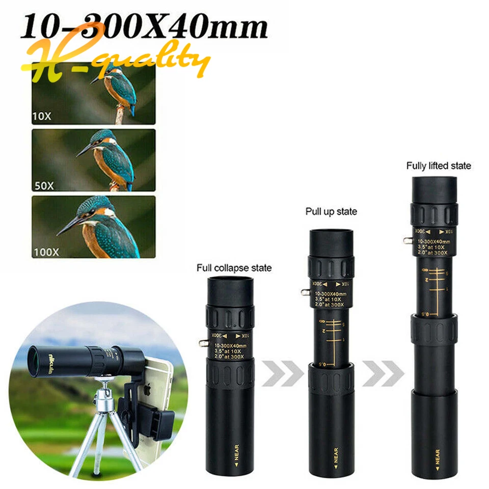 4K 10-300X40mm Super Telephoto Zoom Monocular Telescope Portable 3 Sizes - Image 3 of 4