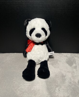 Aurora Plush Panda Bear Lucas Red Bow 2023 Soft Stuffed Animal Toy Pet Lovey 14''