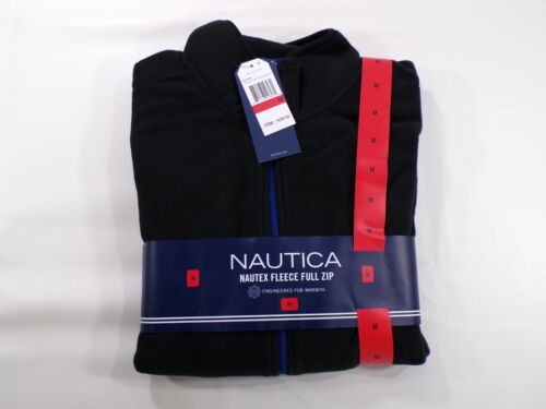 Men's Nautica Full Zip Long Sleeve NAUTEX Fleece Jacket w/Pockets Medium Black - Picture 1 of 4