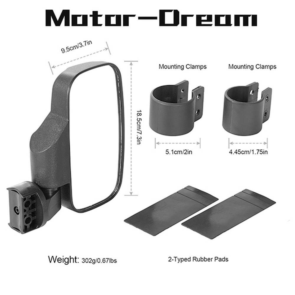Side Mirrors and Center Mirror For Polaris Ranger 400/500