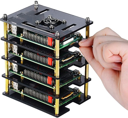 Raspberry Pi 4 Cluster Boîtier Raspberry Pi 4 Boîtier avec Ventilateur & Rasp... - Afbeelding 5 van 9