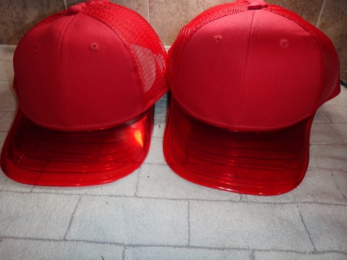 Menge 12 LEERE ROTE TRUCKER KAPPE MÜTZE MIT TRANSPARENTEM KLAREM SCHIRM GROSSHANDEL GROSSPACKUNG - Bild 11 von 11