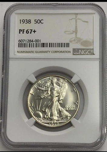 1938 NGC PF67+ Plus Silver Proof Walking Liberty Half Dollar Population 19