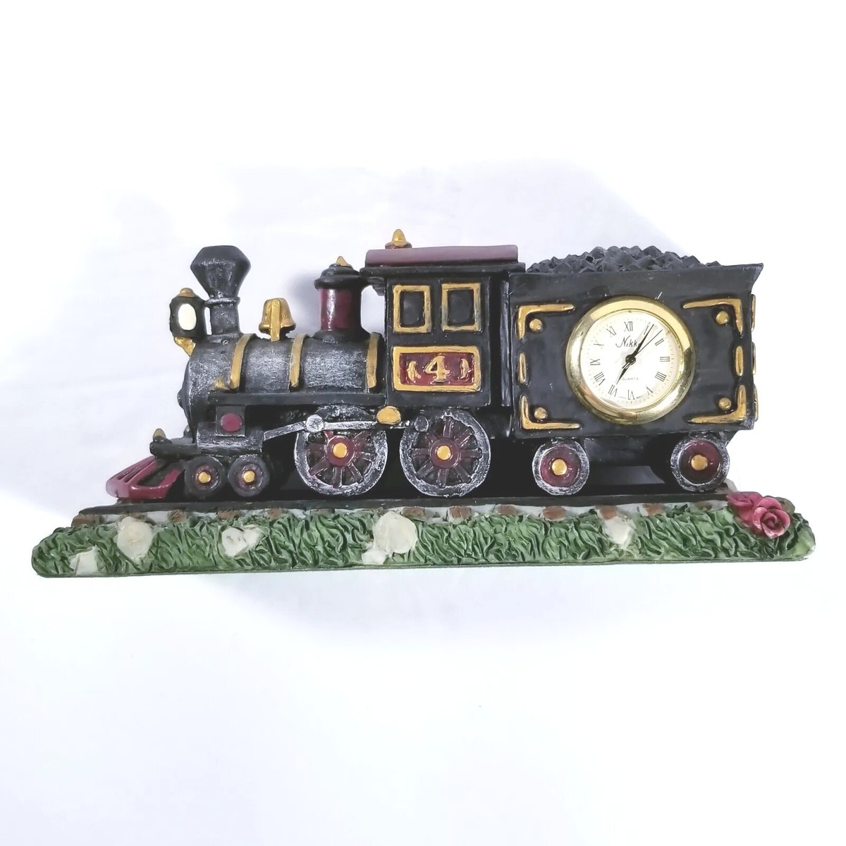 VTG Train Clock Old No.4 Nikko Quartz Japan Mvm’t Locomotive Train 