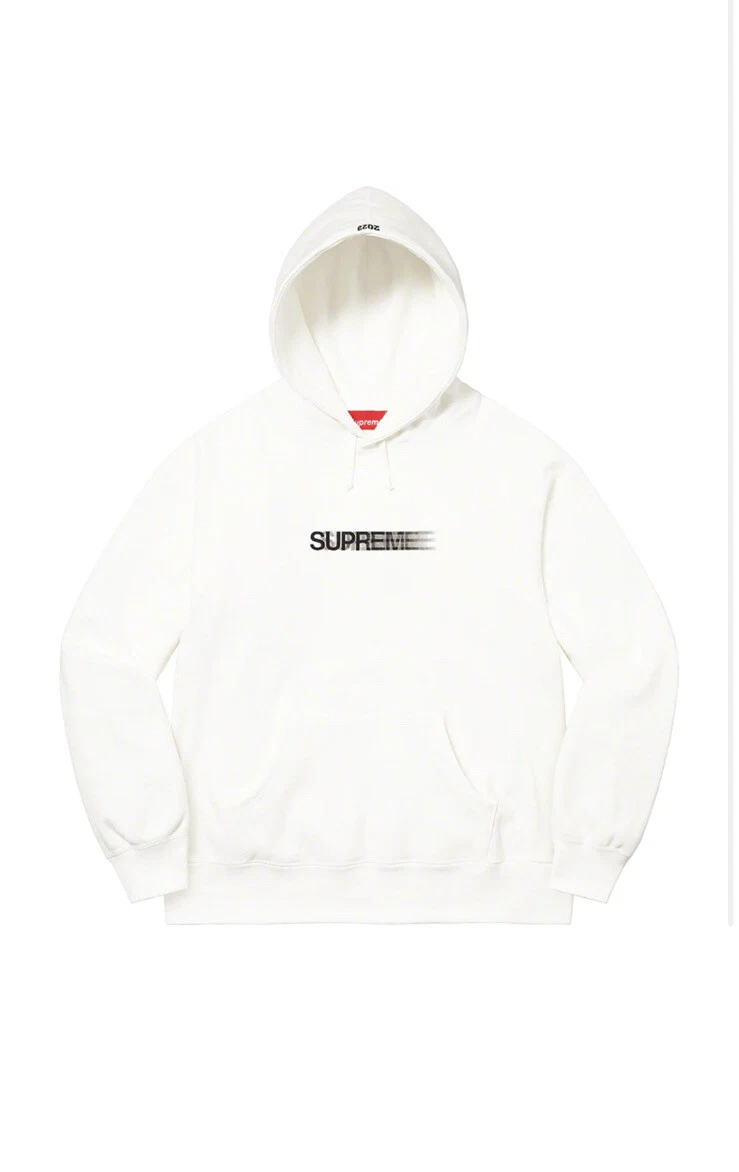 Sweat à capuche Supreme Motion Logo SS23 taille S blanc noir boîte logo NEUF