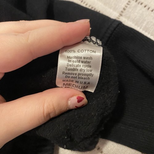 TAN +LINES Women By Sivan Ayla Valley Crop Sweatshirt Crew Neck Black Medium - Picture 12 of 12