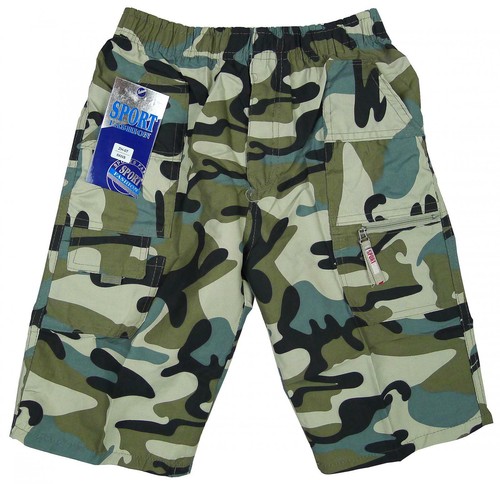 Boys Microfibre Army Camo Camouflage Combat Fashion Shorts 3 to 14 Years NEW - Picture 5 of 5