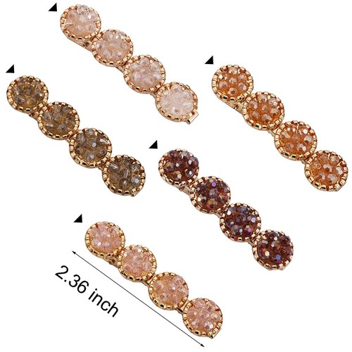 5Pcs Crystal Hair Clips Rhinestone Alligator Hair Barrettes for Women & Girls - Picture 2 of 5