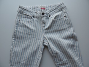 Women-039-s-Forever-21-I-love-H81-Blue-amp-White-Striped-Skinny-Jeans-Size-24