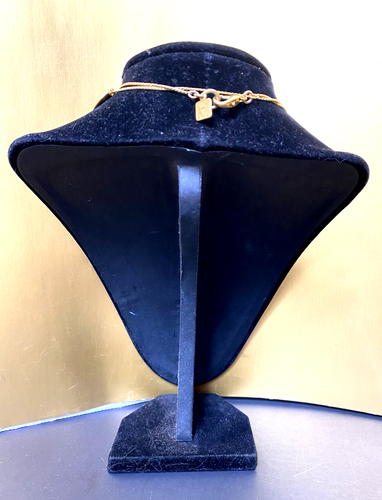 Signed Anne Klein 80s long chain brushed gold Geo shape VTG statement necklace - Bild 2 von 8