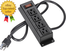 Wall Mount Power Outlet Strip 4 Outlet Mountable Power Strip with Switch 3Ft