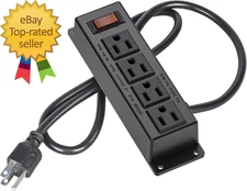 Wall Mount Power Outlet Strip 4 Outlet Mountable Power Strip with Switch 3Ft