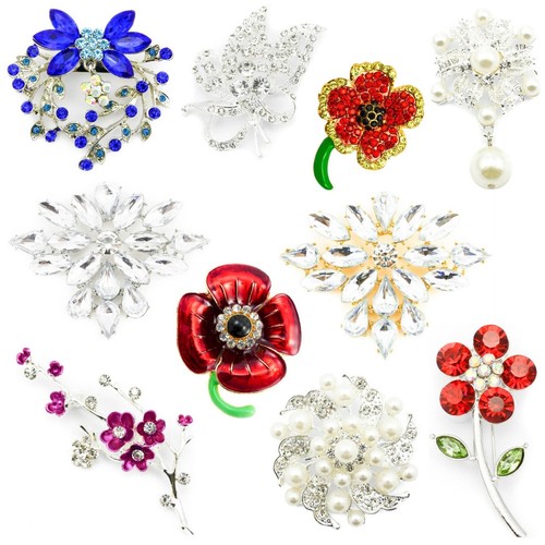 New Large Brooches for Women UK Pearls Crystals Enamel Vintage Modern Dress Pins - Picture 12 of 147
