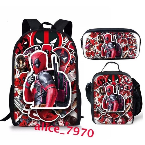 Zaino scuola Deadpool & Wolverine borsa pranzo isolata zaino astuccio matite Regno Unito - Foto 28 di 43