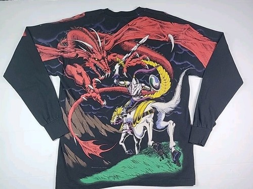 Vintage 1993 Liquid Blue Dragon AOP Longsleeve, Size X-Large, 24x32" - Picture 16 of 24