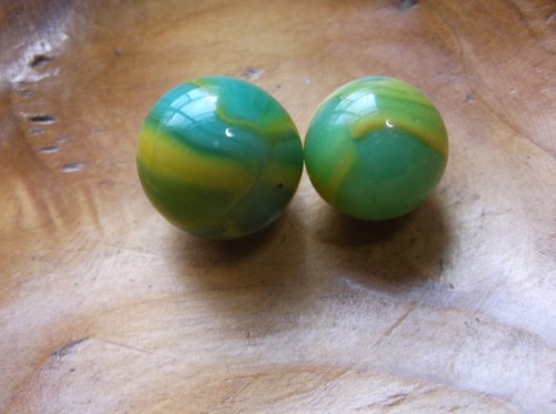 2 0.70" Peltier Glass Citrus Lemon Lime Rainbo vintage marbles.... - Picture 16 of 16