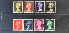 Great Britain 1960s Pre-decimal - Queen Elizabeth II - Set of 8 Stamps Used - UK