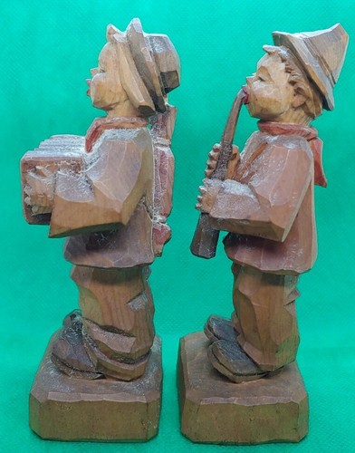 De colección: Figuras de madera talladas a mano de 5,5" de alto, acordeón y flauta - Imagen 9 de 9