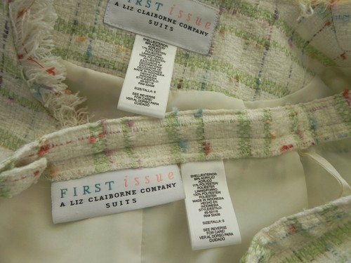 Primera Edición Liz Claiborne Falda Traje Tweed Cuello Redondo Blazer/Falda Recta 6 - Imagen 12 de 12