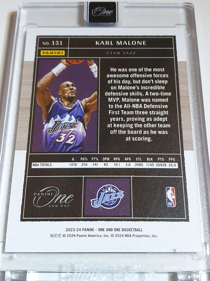 2023 Panini One and One Karl Malone #151 HOLO /99 - Panini Factory Sealed - image 3 of 3
