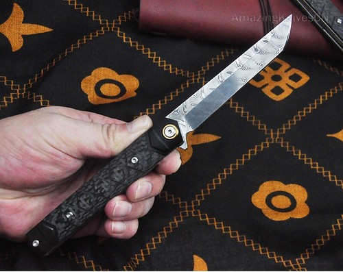 Handgefertigte Damaststahl Klapp Taschenmesser Scheide Kohlefaser Griff Tanto - Bild 16 von 21