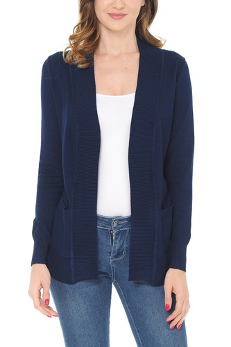 Women's Classic Casual Solid Open Front Sweater Knit Cardigan / Bolero - Picture 59 of 137