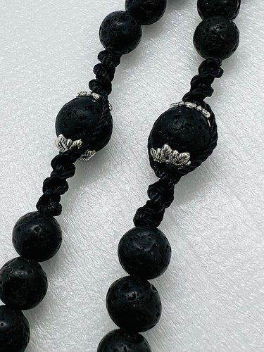 Volcano Lava stone beads 8mm Black Rosary and Holy Cross - Picture 5 of 5