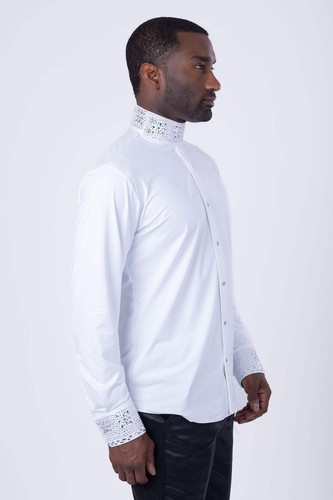Barabas Men's Turtleneck Rhinestones Collar Long Sleeve Shirts 4BR411 - Picture 9 of 37