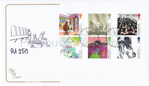 UNADRESSIERTES COTSWOLD FDC COVER 2018 ROYAL ACADEMY OF ARTS SET