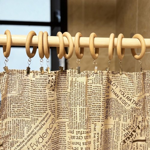 12Pcs 1.81" ID Wood Curtain Rings w Clips Farmhouse Drapery Clips Hangers Drapes - Picture 4 of 8