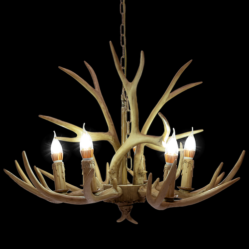 Retro Geweih Kronleuchter 6-Kopf Harz Hirschgeweih H?ngelampe Deckenlampe E14 - Bild 23 von 24