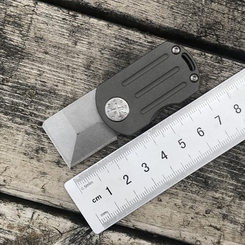 D2 Blade Mini Pocket Knife Dog Tag EDC Tool Survival Camping Folding Keychain - Picture 7 of 11