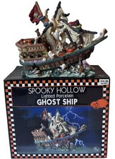 Vintage 90s Spooky Hollow Lighted Porcelain Ghost Ship Halloween 1996 Tested